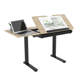 Dellonda DH71 Single Motor Ultra-Quiet Electric Adjustable Drawing Table with 40° Tilt, Drawer & Side - additional view 13