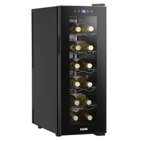 Baridi DH73 12 Bottle Wine Fridge with Digital Touch Screen Controls, Metal Shelves & LED Light - Black