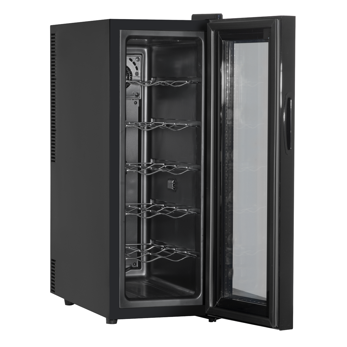 Baridi DH73 12 Bottle Wine Fridge with Digital Touch Screen Controls, Metal Shelves & LED Light - Black - additional view 11