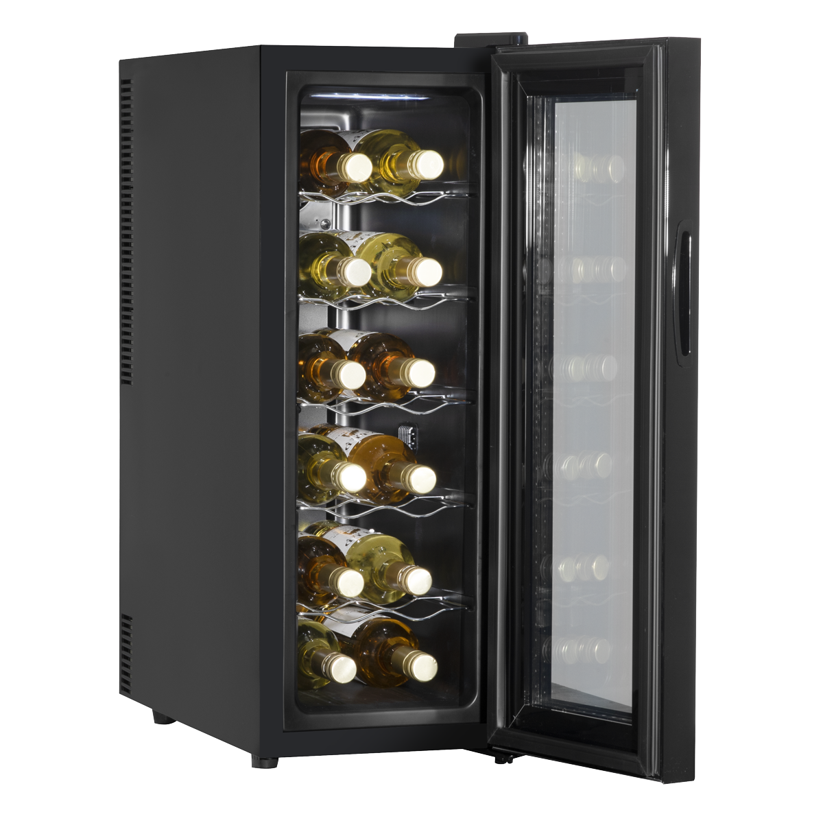 Baridi DH73 12 Bottle Wine Fridge with Digital Touch Screen Controls, Metal Shelves & LED Light - Black - additional view 7