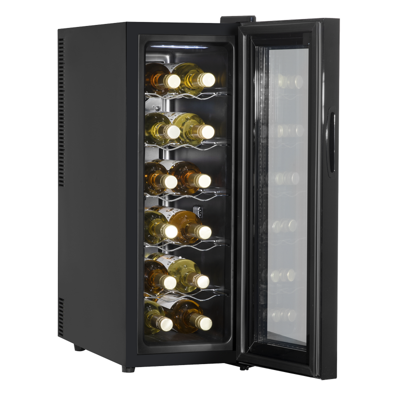 Baridi DH73 12 Bottle Wine Fridge with Digital Touch Screen Controls, Metal Shelves & LED Light - Black - additional view 7