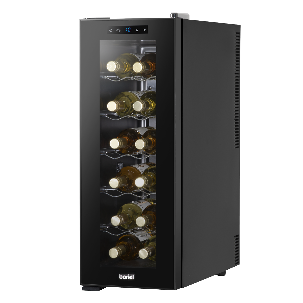Baridi DH73 12 Bottle Wine Fridge with Digital Touch Screen Controls, Metal Shelves & LED Light - Black - additional view 8