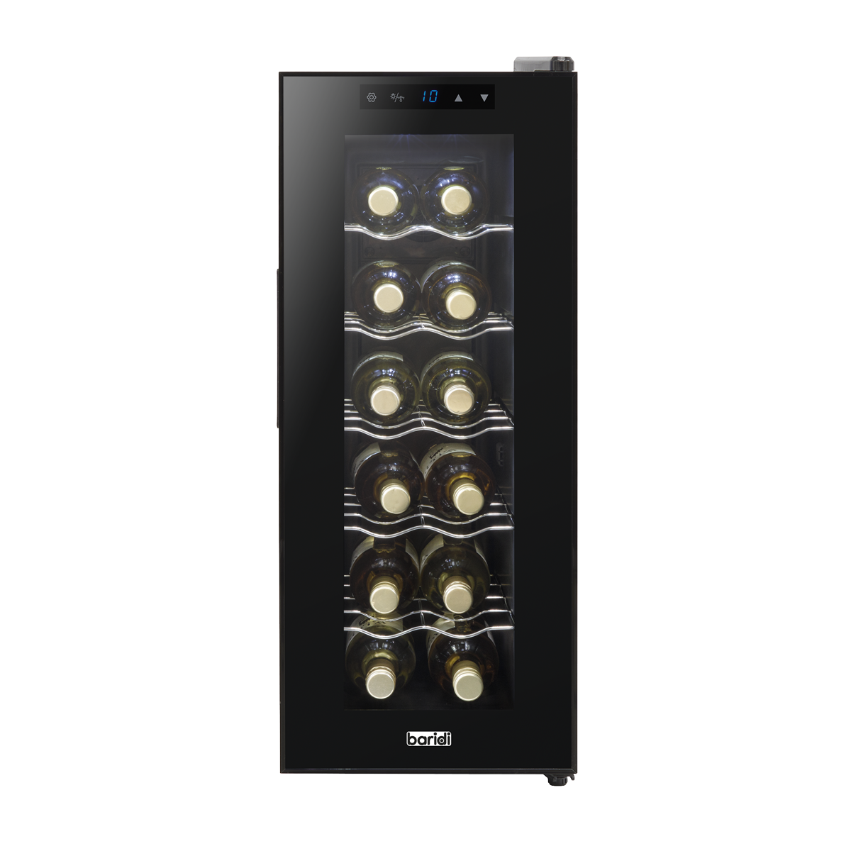 Baridi DH73 12 Bottle Wine Fridge with Digital Touch Screen Controls, Metal Shelves & LED Light - Black - additional view 12