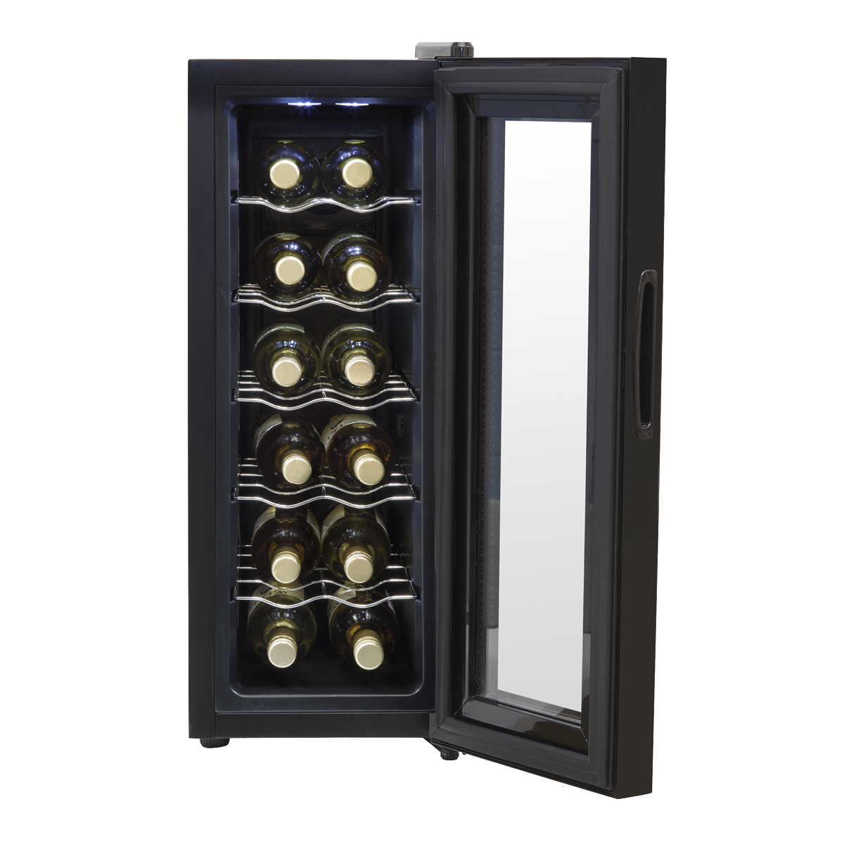 Baridi DH73 12 Bottle Wine Fridge with Digital Touch Screen Controls, Metal Shelves & LED Light - Black - additional view 9