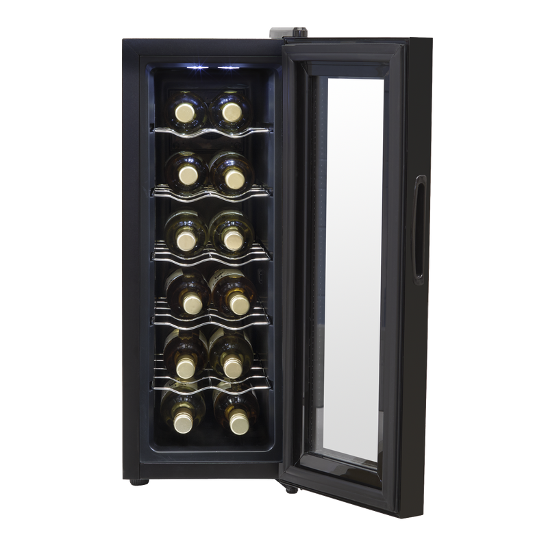 Baridi DH73 12 Bottle Wine Fridge with Digital Touch Screen Controls, Metal Shelves & LED Light - Black - additional view 9