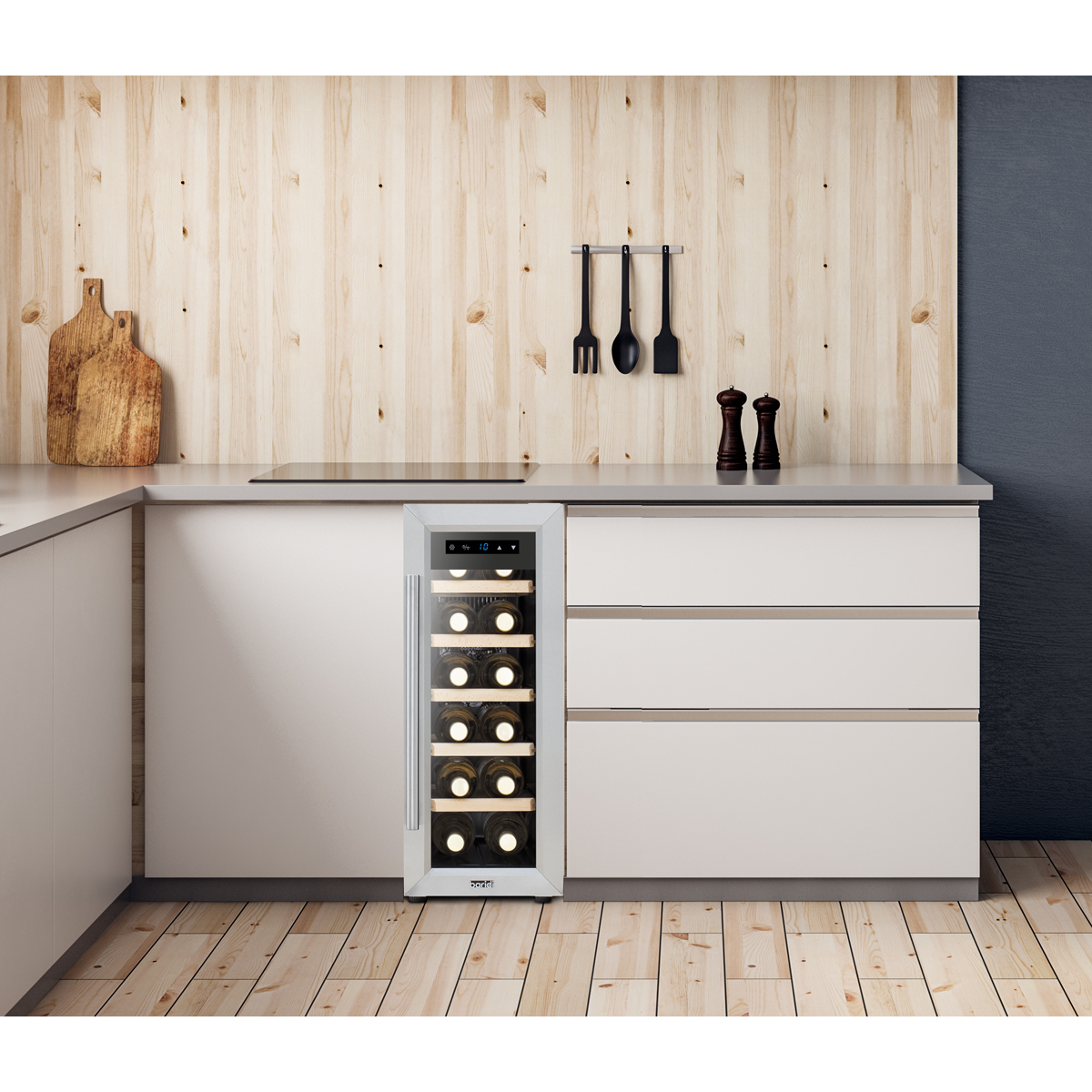 Baridi DH74 12 Bottle Wine Fridge with Digital Touch Screen Controls, Metal Shelves & LED Light - additional view 6