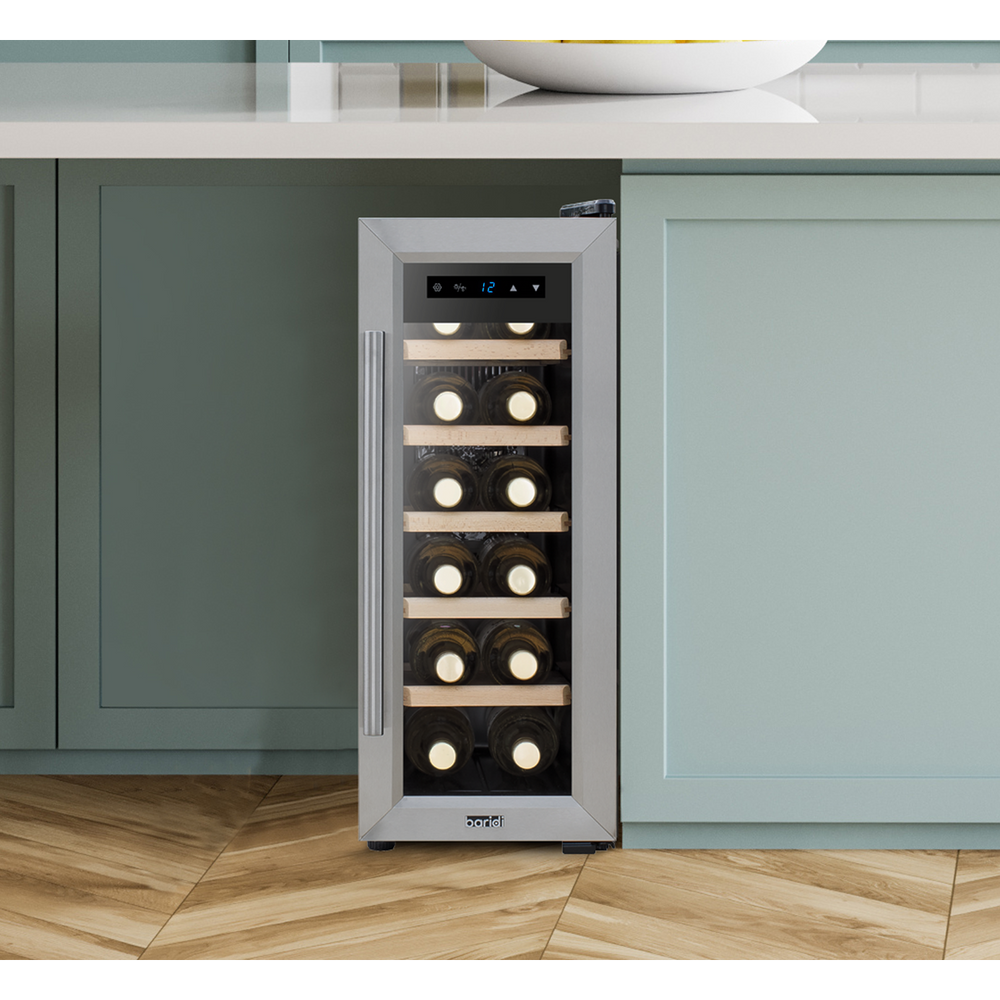 Baridi DH74 12 Bottle Wine Fridge with Digital Touch Screen Controls, Metal Shelves & LED Light - additional view 7