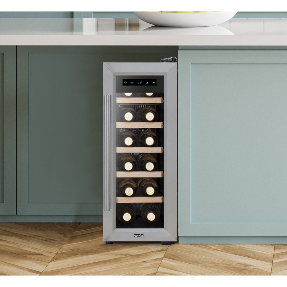 Baridi DH74 12 Bottle Wine Fridge with Digital Touch Screen Controls, Metal Shelves & LED Light - additional view 7