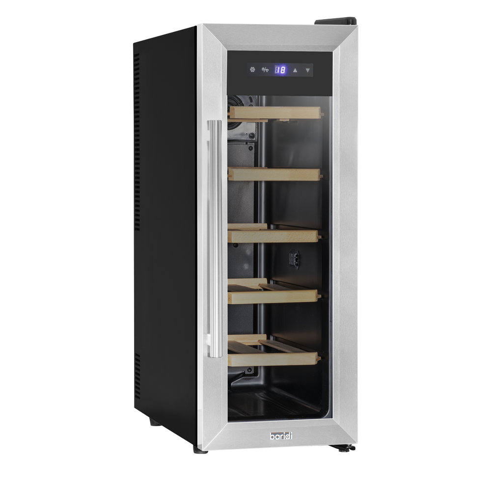 Baridi DH74 12 Bottle Wine Fridge with Digital Touch Screen Controls, Metal Shelves & LED Light - additional view 3