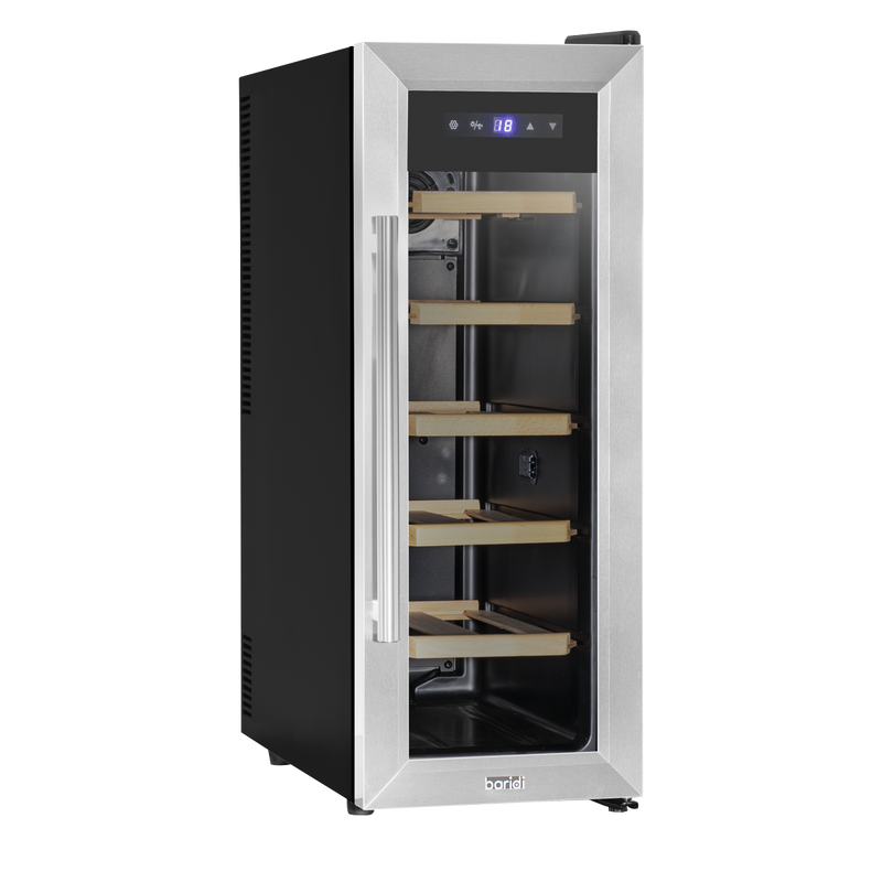 Baridi DH74 12 Bottle Wine Fridge with Digital Touch Screen Controls, Metal Shelves & LED Light - additional view 3