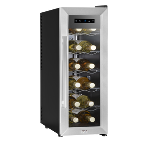 Baridi DH74 12 Bottle Wine Fridge with Digital Touch Screen Controls, Metal Shelves & LED Light - Stainless Steel