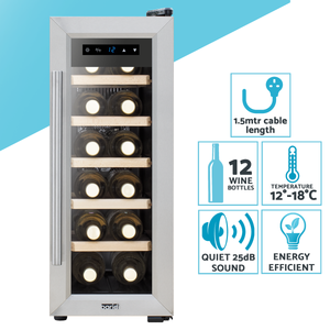 Baridi DH74 12 Bottle Wine Fridge with Digital Touch Screen Controls, Metal Shelves & LED Light - additional view 8
