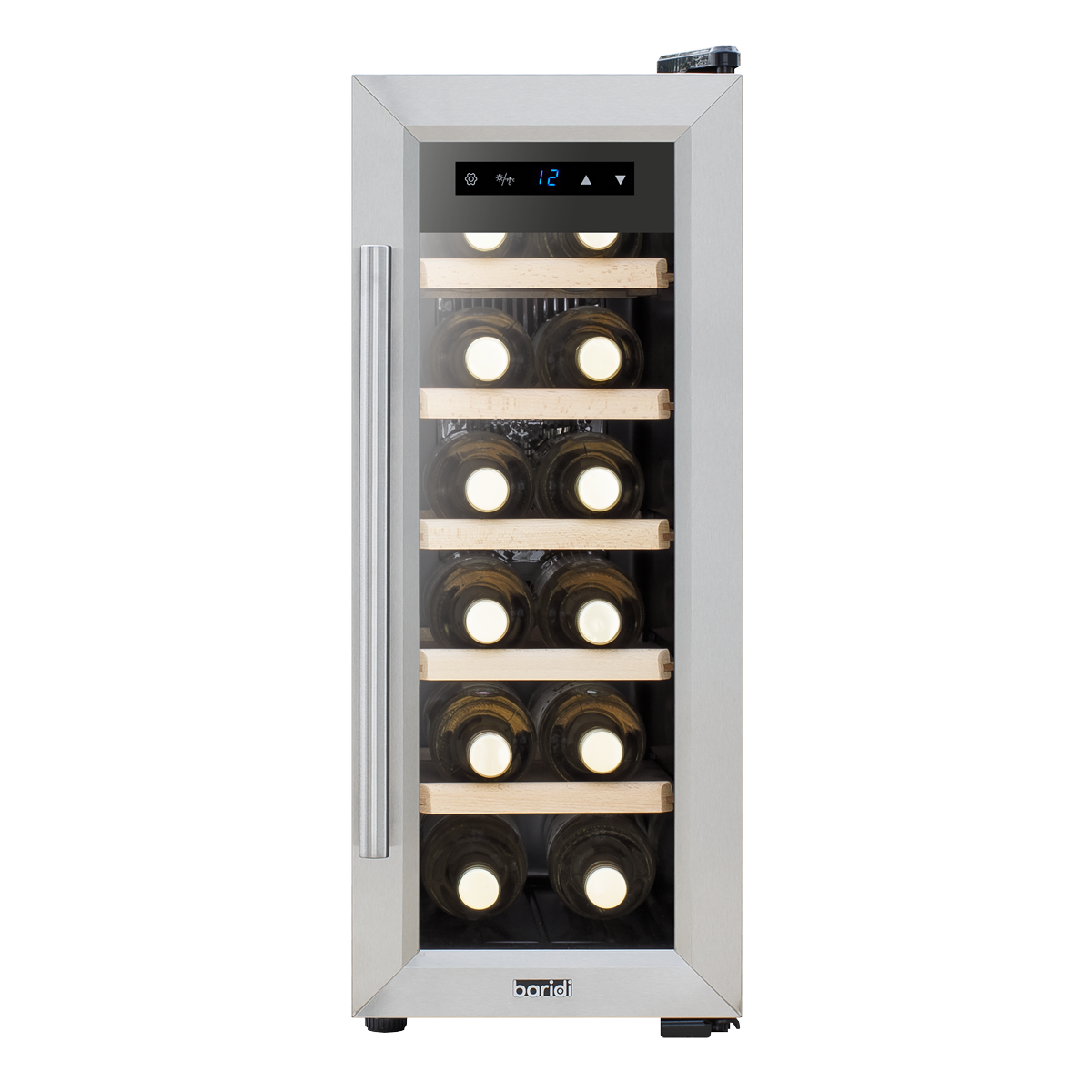 Baridi DH74 12 Bottle Wine Fridge with Digital Touch Screen Controls, Metal Shelves & LED Light - additional view 4