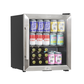 Baridi DH75 Mini Tabletop Beer & Drinks Fridge with Lock & Key, Metal Shelves & LED Light 50L - Stainless Steel