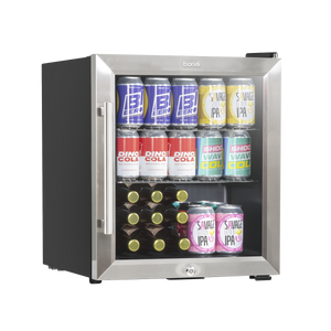 Baridi DH75 Mini Tabletop Beer & Drinks Fridge with Lock & Key, Metal Shelves & LED Light 50L - Stainless Steel