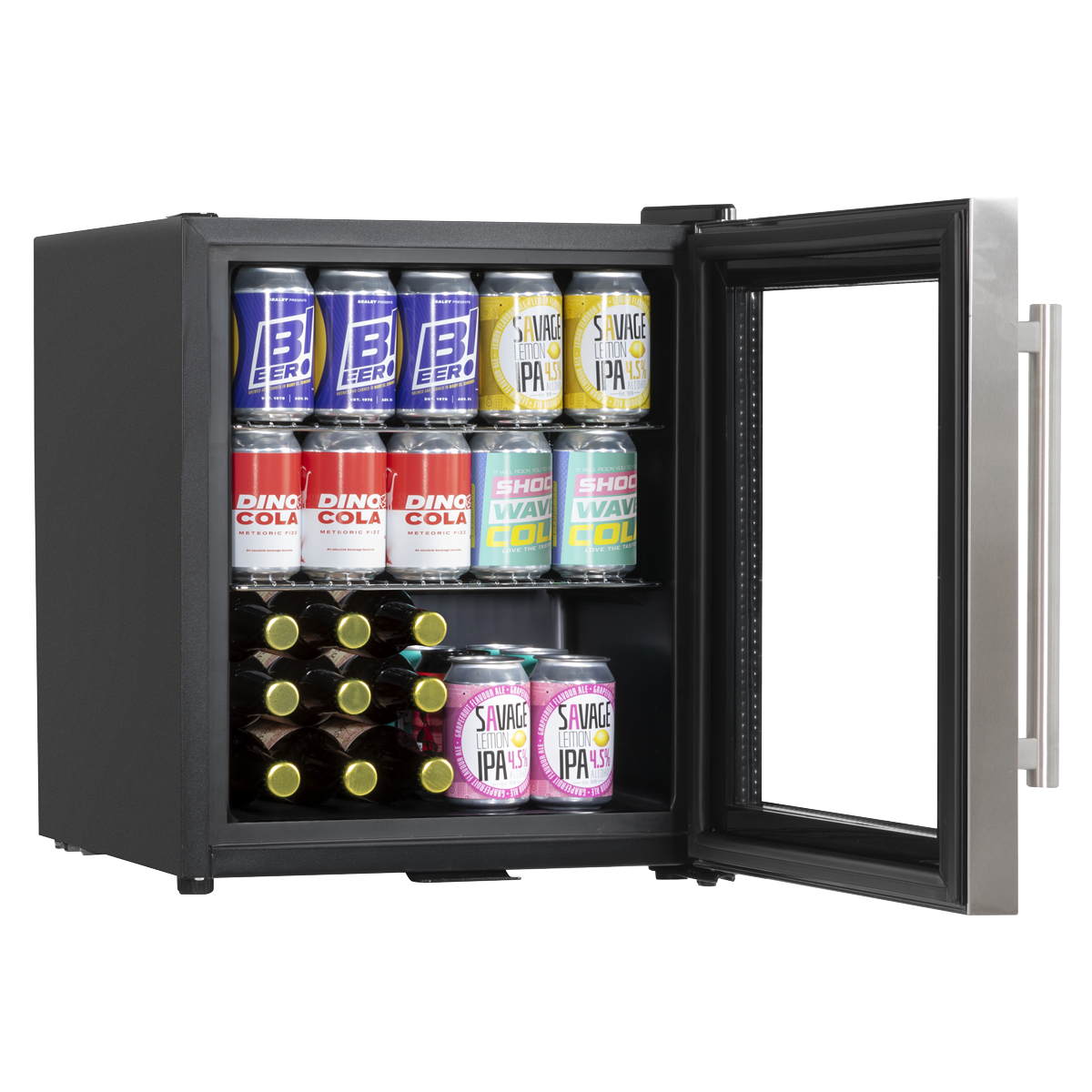 Baridi DH75 Mini Tabletop Beer & Drinks Fridge with Lock & Key, Metal Shelves & LED Light 50L - Stainless - additional view 6