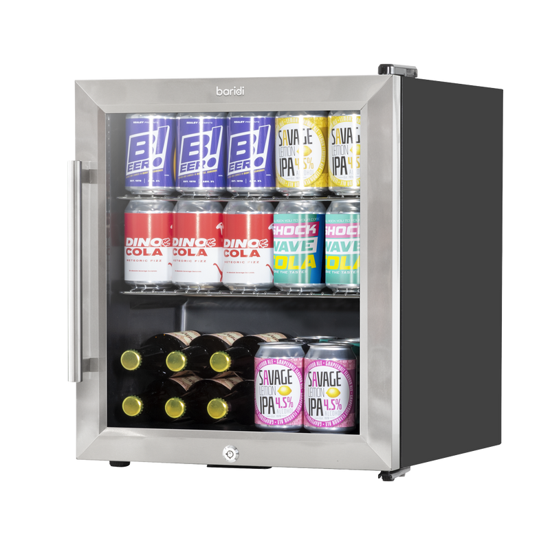 Baridi DH75 Mini Tabletop Beer & Drinks Fridge with Lock & Key, Metal Shelves & LED Light 50L - Stainless - additional view 9