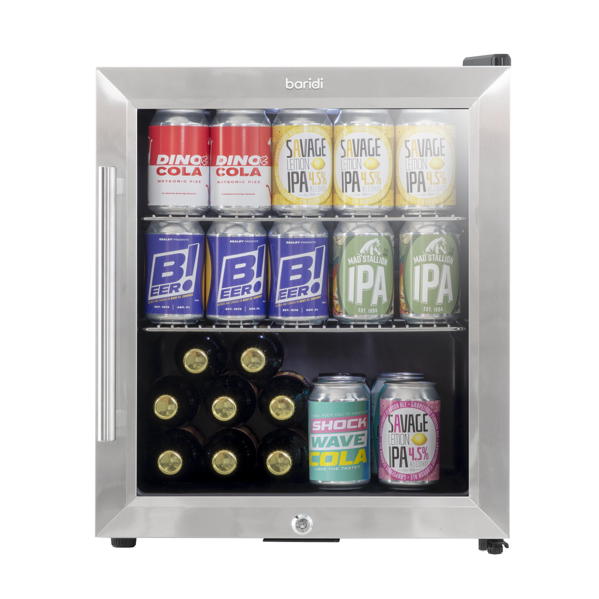Baridi DH75 Mini Tabletop Beer & Drinks Fridge with Lock & Key, Metal Shelves & LED Light 50L - additional view 10