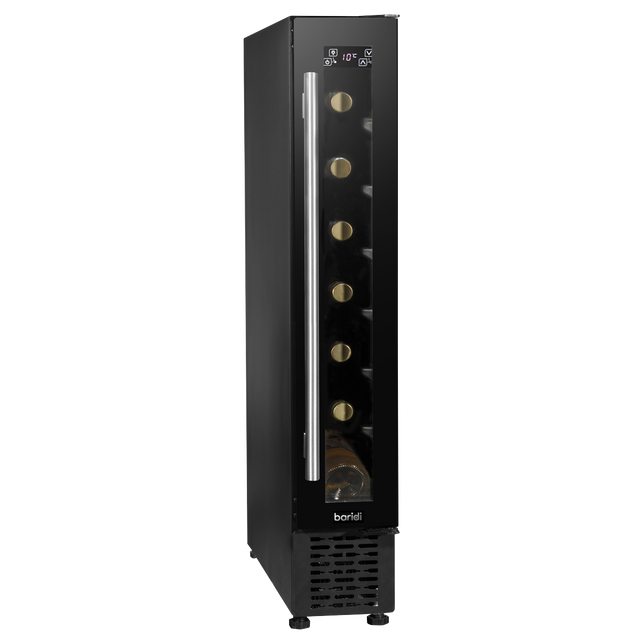 Baridi DH76 7 Bottle Extra-Slim Undercounter Wine Fridge with Digital Touch Screen Controls & LED Light - Black