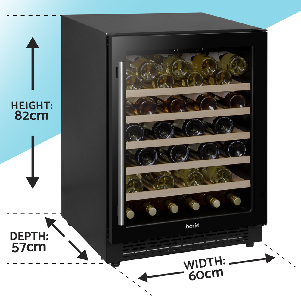 Baridi DH78 54 Bottle Undercounter/Freestanding Wine Fridge with Digital Touch Screen Controls, Wooden - additional view 13