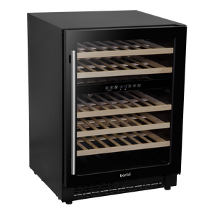 Baridi DH79 46 Bottle Dual Zone Undercounter/Freestanding Fridge with Digital Touch Screen Controls, Wooden Shelves & LED