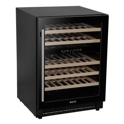 Baridi DH79 46 Bottle Dual Zone Undercounter/Freestanding Fridge with Digital Touch Screen Controls, Wooden Shelves & LED