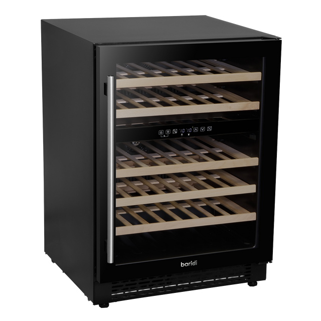 Baridi DH79 46 Bottle Dual Zone Undercounter/Freestanding Fridge with Digital Touch Screen Controls, Wooden Shelves & LED