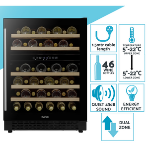 Baridi DH79 46 Bottle Dual Zone Undercounter/Freestanding Fridge with Digital Touch Screen Controls - additional view 16