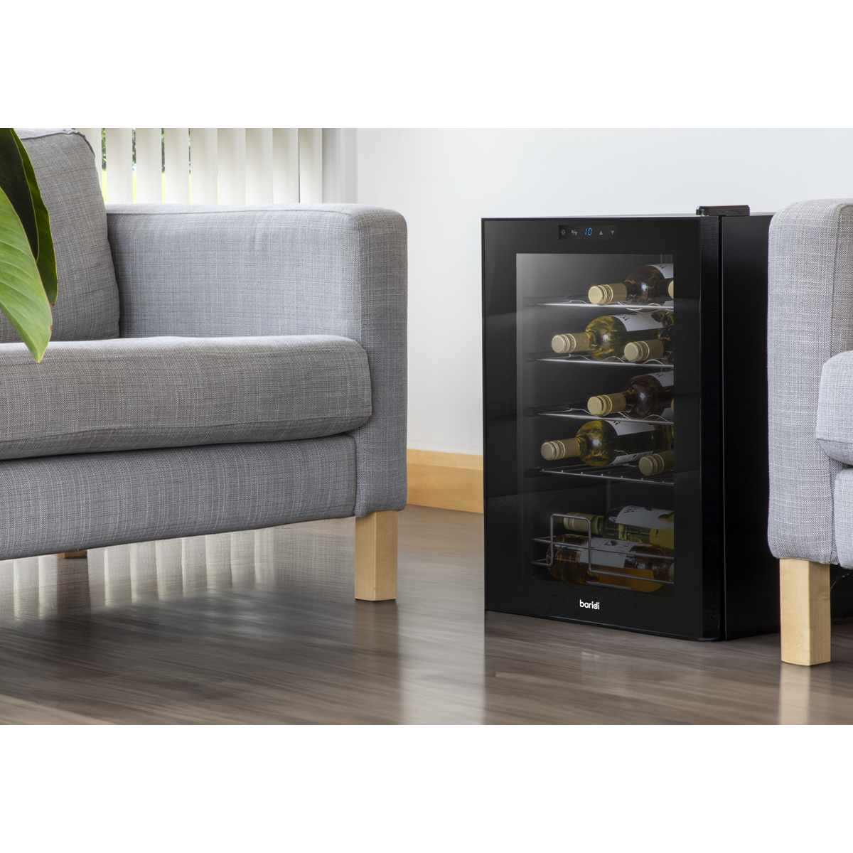 Baridi DH8 20 Bottle Wine Fridge with Digital Touch Screen Controls, Metal Shelves & LED Light - Black - additional view 8