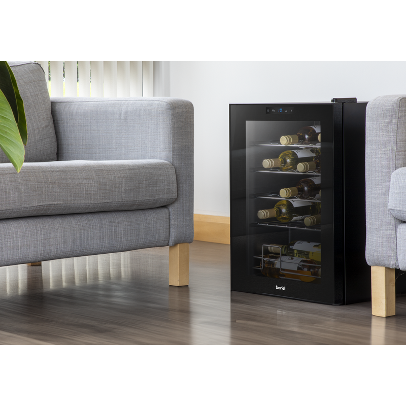 Baridi DH8 20 Bottle Wine Fridge with Digital Touch Screen Controls, Metal Shelves & LED Light - Black - additional view 8