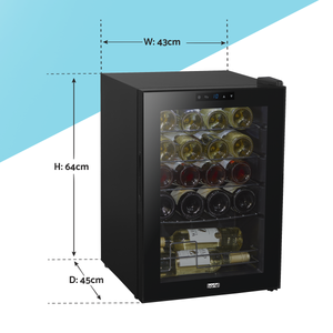 Baridi DH8 20 Bottle Wine Fridge with Digital Touch Screen Controls, Metal Shelves & LED Light - Black - additional view 10