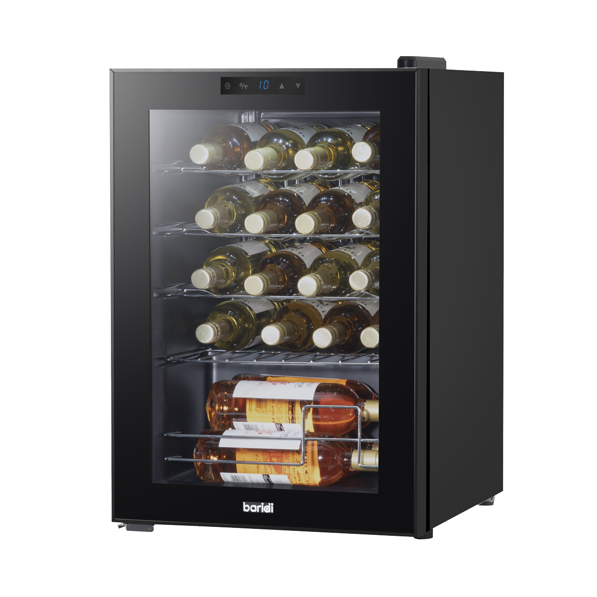 Baridi DH8 20 Bottle Wine Fridge with Digital Touch Screen Controls, Metal Shelves & LED Light - Black - additional view 6
