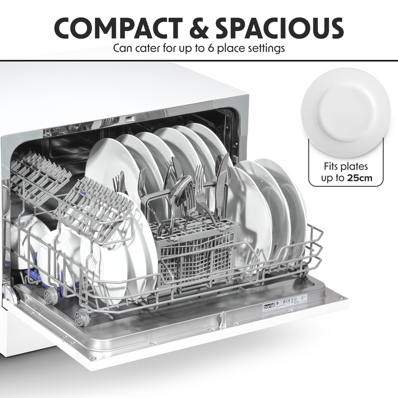 Baridi DH83 Tabletop Dishwasher 6 Place Settings 6.5L Capacity - White - additional view 8