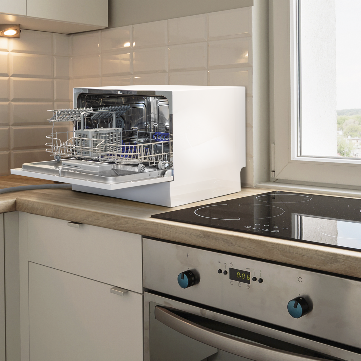 Baridi DH83 Tabletop Dishwasher 6 Place Settings 6.5L Capacity - White - additional view 6