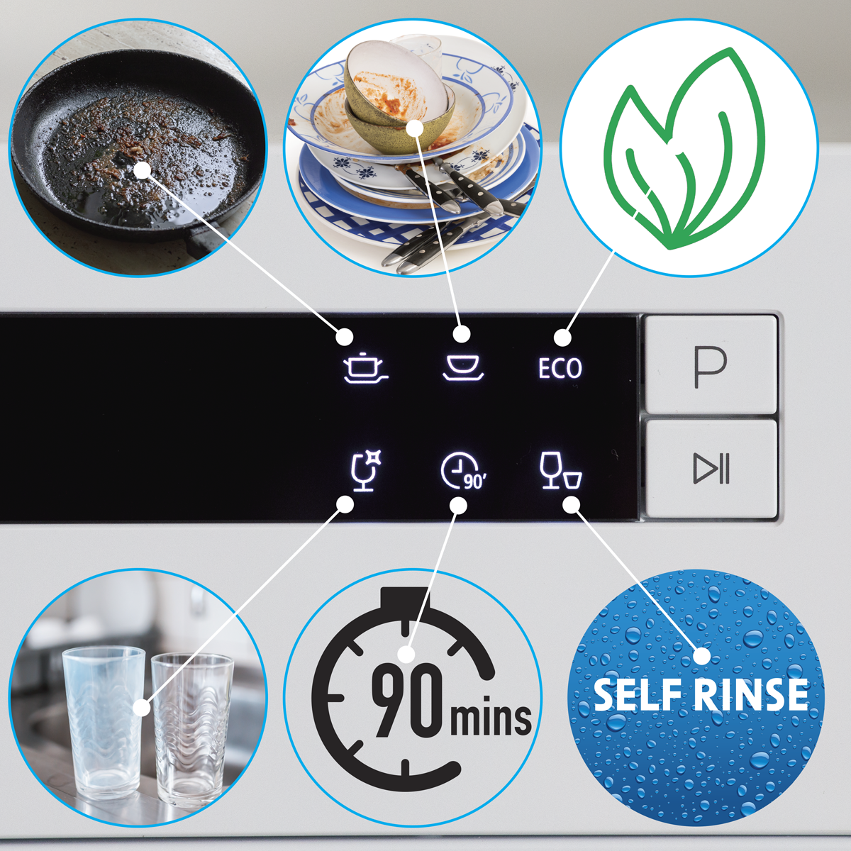 Baridi DH83 Tabletop Dishwasher 6 Place Settings 6.5L Capacity - White - additional view 20