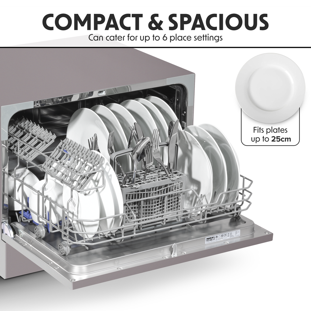 Baridi DH84 Tabletop Dishwasher 6 Place Settings 6.5L Capacity - Silver - additional view 14