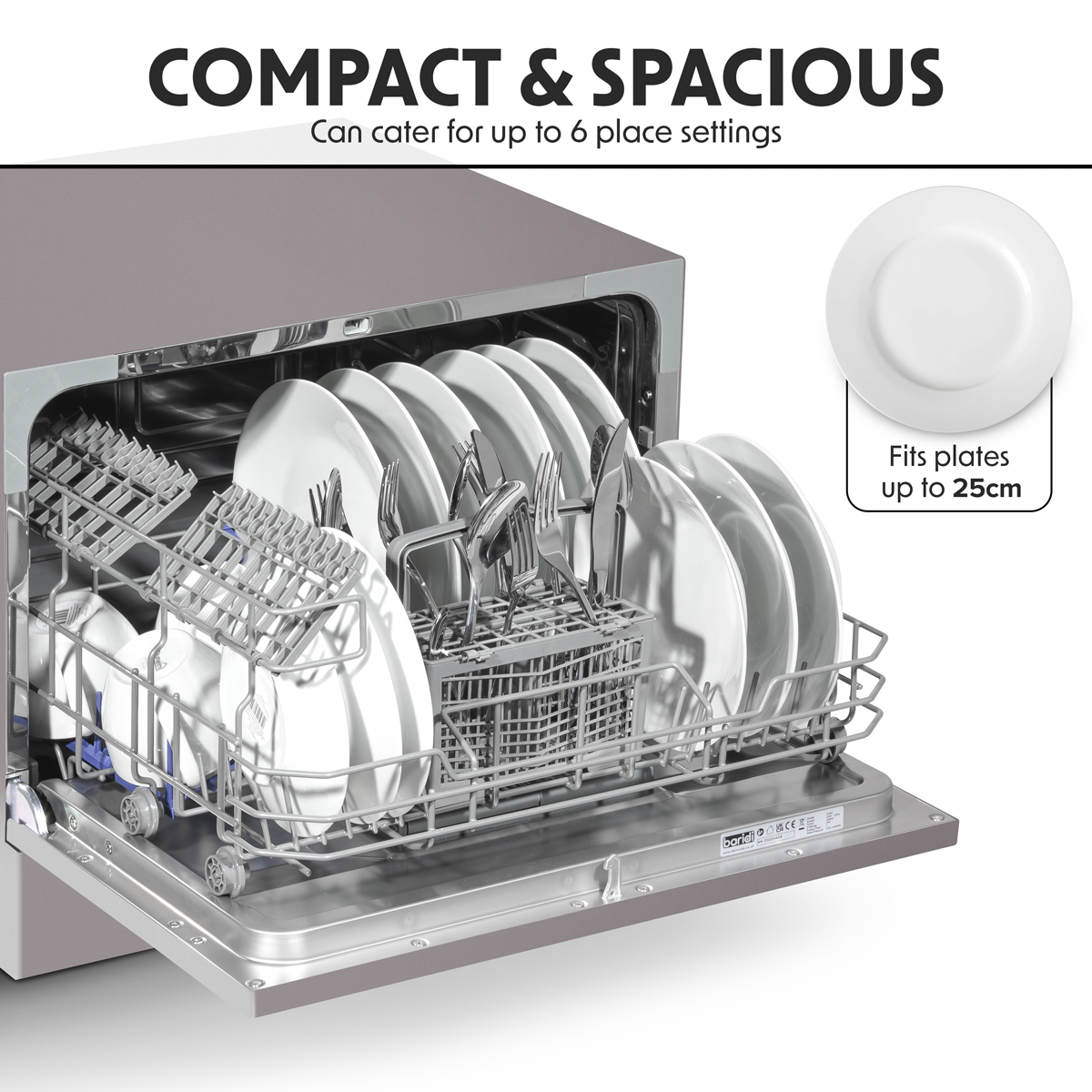 Baridi DH84 Tabletop Dishwasher 6 Place Settings 6.5L Capacity - Silver - additional view 14