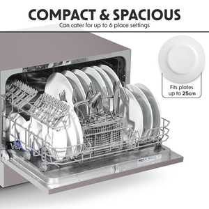 Baridi DH84 Tabletop Dishwasher 6 Place Settings 6.5L Capacity - Silver - additional view 14