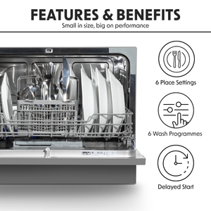 Baridi DH84 Tabletop Dishwasher 6 Place Settings 6.5L Capacity - Silver - additional view 15