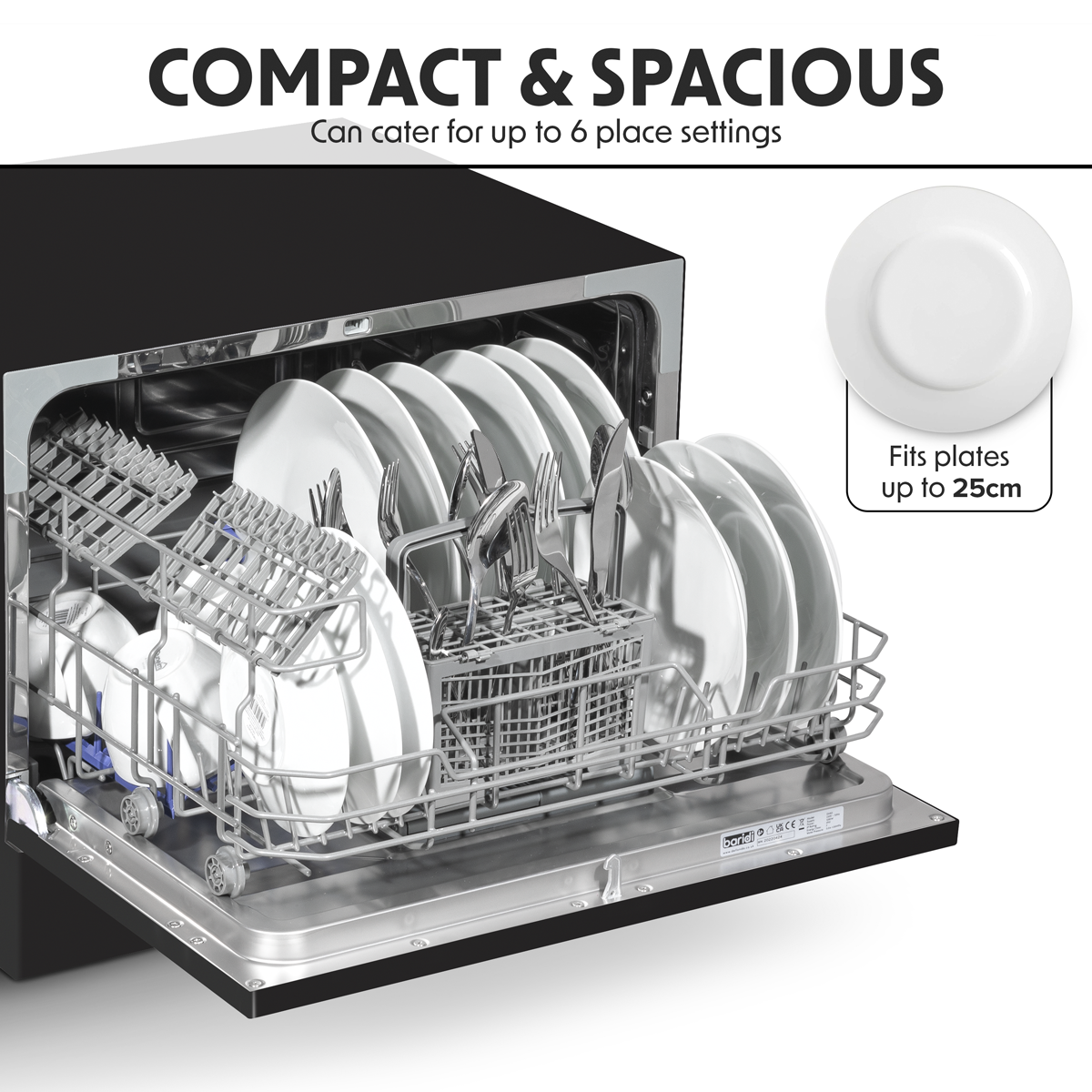 Baridi DH85 Tabletop Dishwasher 6 Place Settings 6.5L Capacity - Black - additional view 4