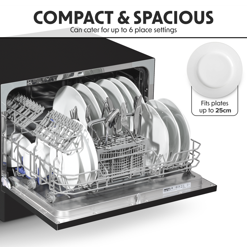 Baridi DH85 Tabletop Dishwasher 6 Place Settings 6.5L Capacity - Black - additional view 4