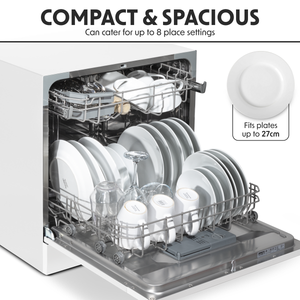 Baridi DH86 Tabletop Dishwasher 8 Place Settings 8L Capacity - White - additional view 15