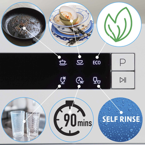 Baridi DH86 Tabletop Dishwasher 8 Place Settings 8L Capacity - White - additional view 16