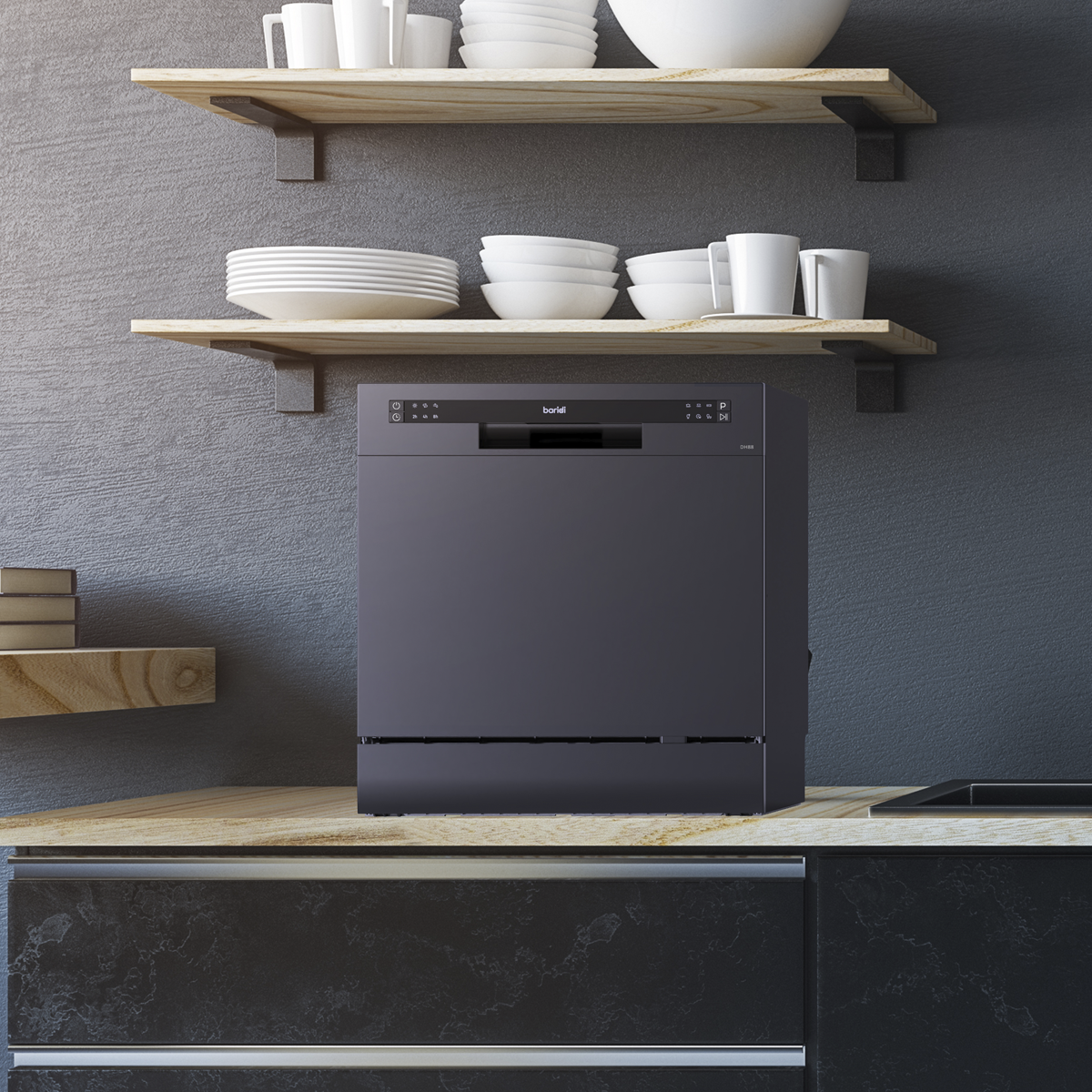 Baridi DH88 Tabletop Dishwasher 8 Place Settings 8L Capacity - Black - additional view 21