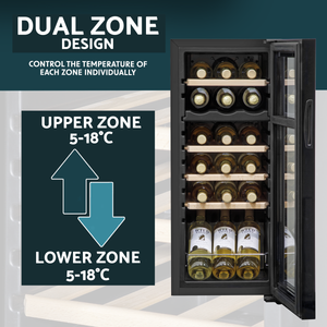 Baridi DH89 18 Bottle Dual Zone Wine Fridge/Cooler with Digital Touch Screen Controls, Wooden Shelves & - additional view 5