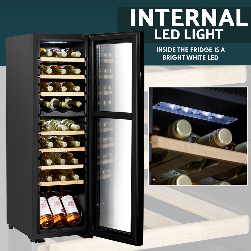 Baridi DH89 18 Bottle Dual Zone Wine Fridge/Cooler with Digital Touch Screen Controls, Wooden Shelves & - additional view 10