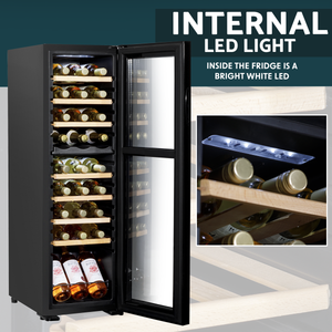 Baridi DH89 18 Bottle Dual Zone Wine Fridge/Cooler with Digital Touch Screen Controls, Wooden Shelves & - additional view 10