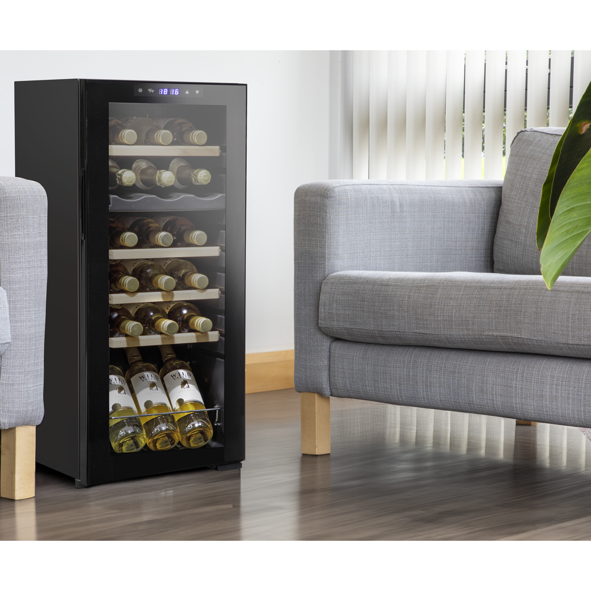 Baridi DH89 18 Bottle Dual Zone Wine Fridge/Cooler with Digital Touch Screen Controls, Wooden Shelves & - additional view 2