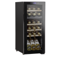 Baridi DH89 18 Bottle Dual Zone Wine Fridge/Cooler with Digital Touch Screen Controls, Wooden Shelves & LED Light - Black