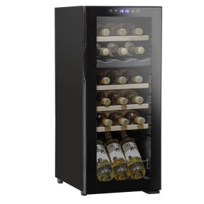 Baridi DH89 18 Bottle Dual Zone Wine Fridge/Cooler with Digital Touch Screen Controls, Wooden Shelves & LED Light - Black